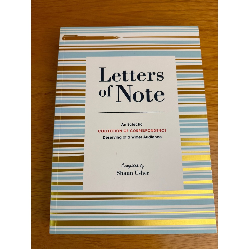 CHRONICLE BOOKS Letters of Note Correspondence Book Blue Gold Stripe Paperback
